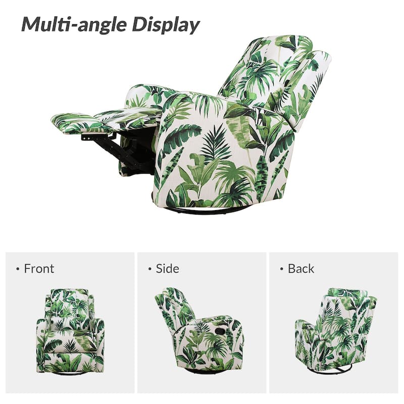 Arlette Floral Manual Swivel Recliner with Tufted Back Set of 2