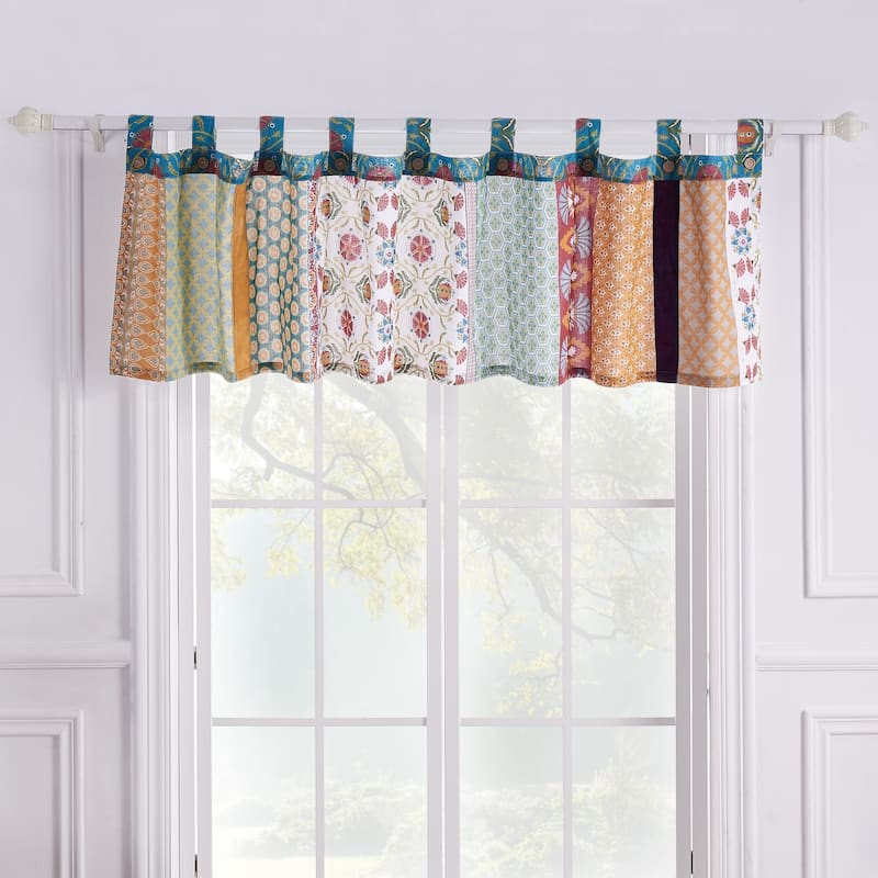 Greenland Home Fashions Thalia Tab-Top Style, Velvet-Embellished Window Valance, 84 W x 21 L - Tango
