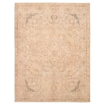 ECARPETGALLERY Hand-knotted Antalya Vintage Khaki Wool Rug - 9'8 x 12'8