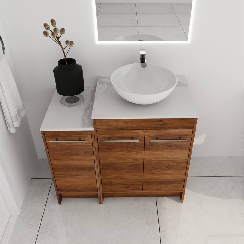 ARTCHIRLY 24/36/48/60 Inch Bathroom Vanity with Sink, Freestanding Bathroom Vanity with Soft Close Door and Shelf