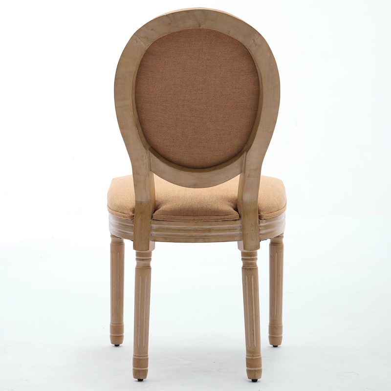 Modern Dining Chair Solid Wood Frame Linen Fabric Back Dining Chair, Set of 2