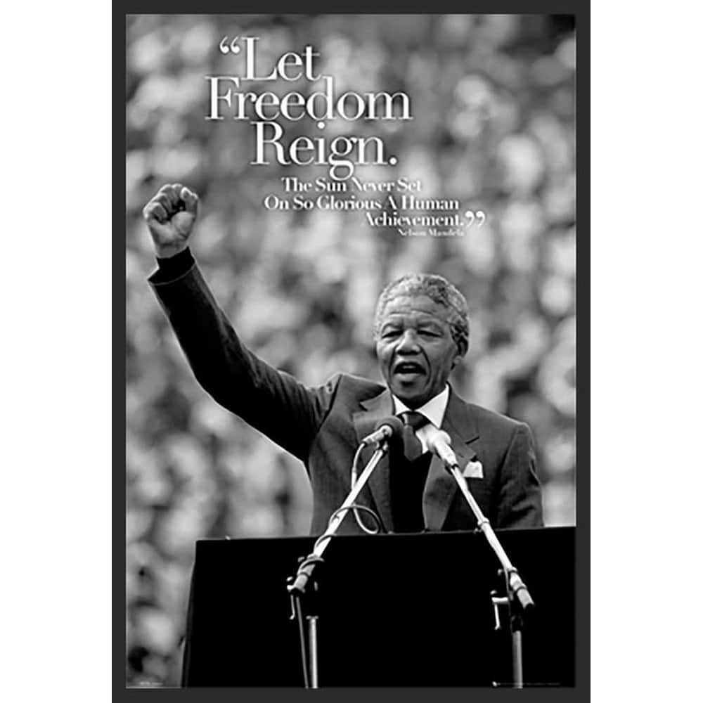Let Freedom Reign. Nelson Mandela Quotes Framed Poster - 24 x 36 Inch