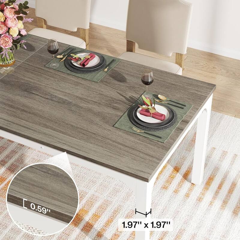 78.7" Rectangle Wood Dining Table, Long Kitchen Table for Living/Dining Room
