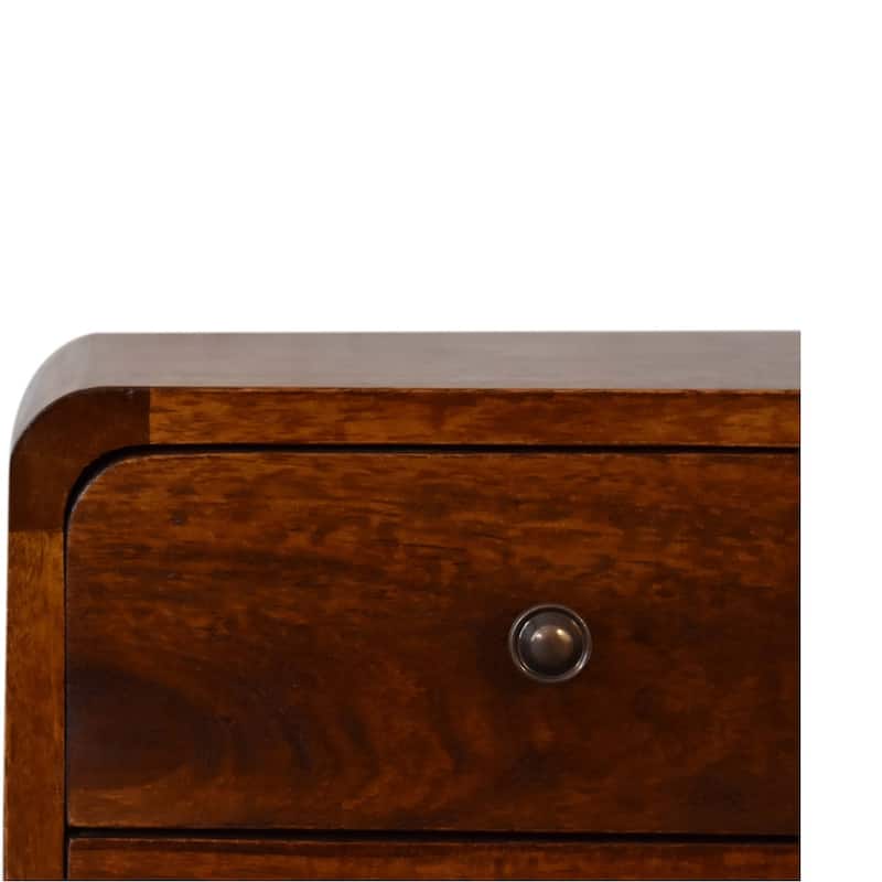 Artisan Furniture Solid Wood Mini Chestnut Curved Nightstand