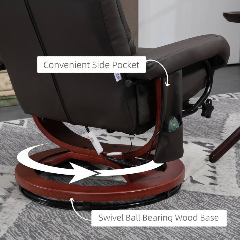 HOMCOM Recliner Chair with Ottoman, Electric Faux Leather Recliner
