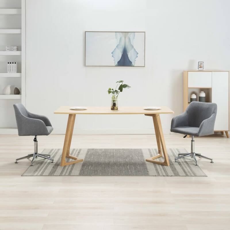 vidaXL Dining Chair 360 Degrees Swivel Accent Desk Chair with Arms Fabric - 21.7" x 20.9" x (30.7"-36.2") - Set of 2 - Light gary 2pcs