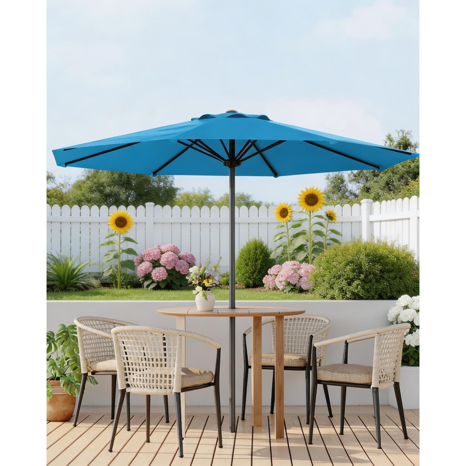 9 ft Outdoor Patio Umbrella, with Crank Lift & Push Button Tilt, UV Protection Waterproof