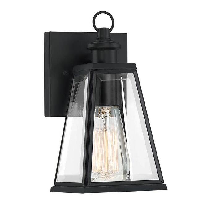 Bellevue Rusk 9" Tall Outdoor Wall Sconce with Clear Glass Shade - Matte Black