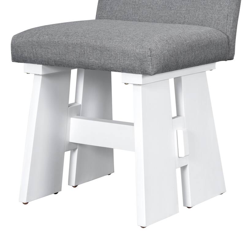 7-Piece Dining Table Set Kitchen Table Set with 6 Upholstered Dining Chairs, Table with 4 Flaky Legs, Tuck-Away Chairs
