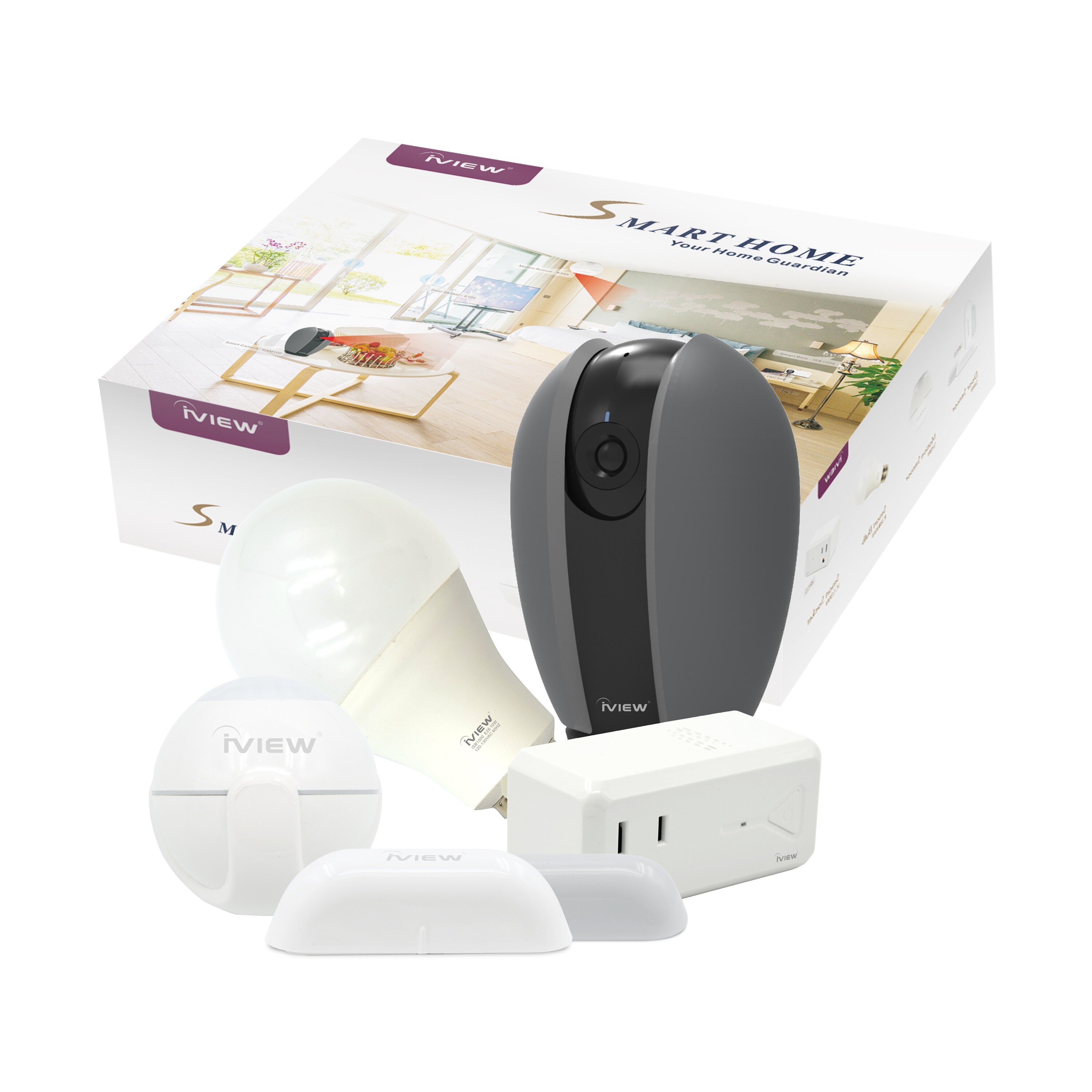 iView Smart Home Guardian Kit (Smart Camera, Bulb, Socket, Motion & Door Sensor) iView Smart Home Guardian Kit (Smart Camera, Bulb, Socket, Motion & Door Sensor)