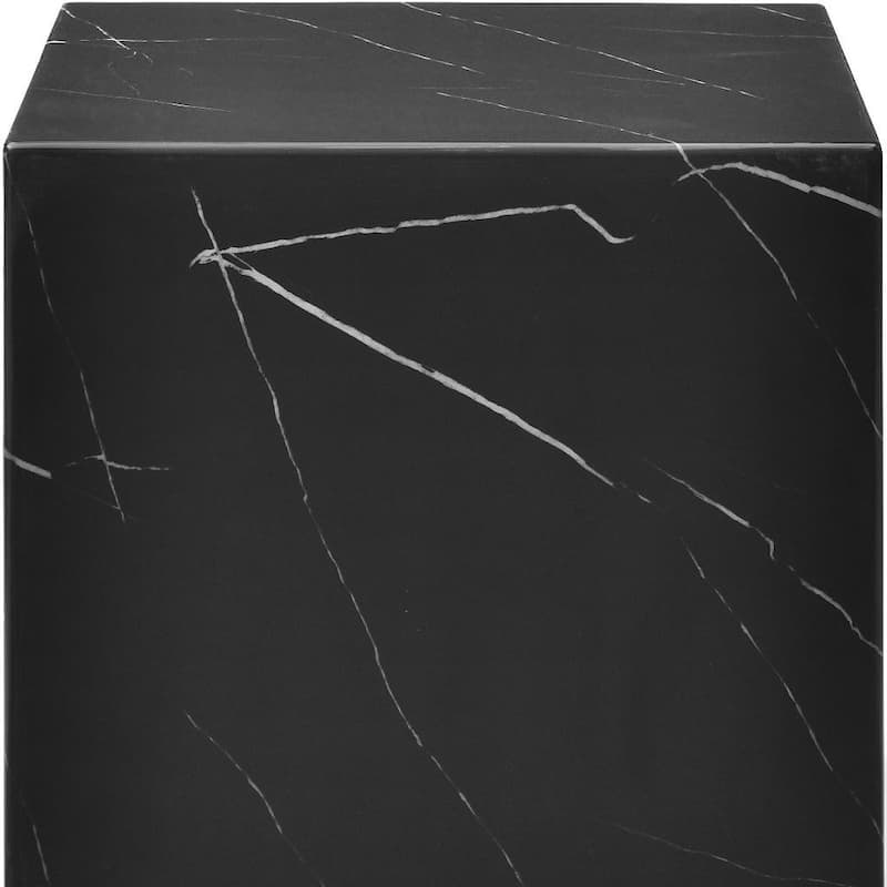 HomeRoots 20" Black Marble Square Block End Table - 20.00 in. x 20.00 in. x 20.00 in.