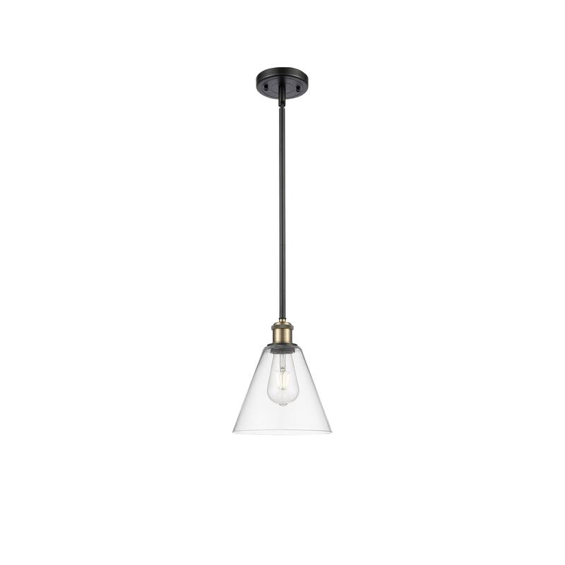 Innovations Lighting Berkshire 1 Light 8" Mini Pendant - Clear/Black Antique Brass