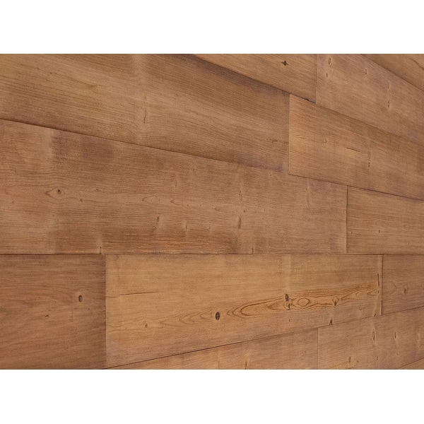 1 6 Sq Ft Pine Wood Wall Panels Peel Stick Wooden Planks Light Brown Overstock