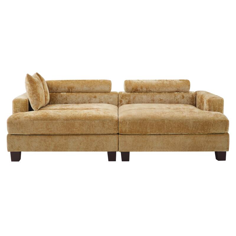 88"W 3-Seater Sofa Chenille Upholstered Couch Modern Loveseat Sofa Wooden Frame Sofa for Living Room
