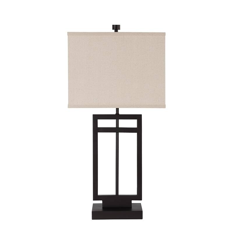 Angular Lines Table Lamp with Rectangular Shade - 30.5" - Bronze Finish