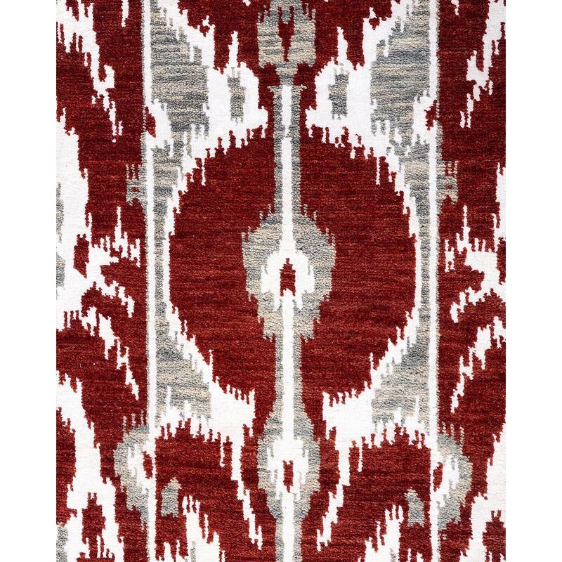 Ikat One-of-a-Kind Hand-Knotted Area Rug, Rust - 8' 1" x 10' 4"