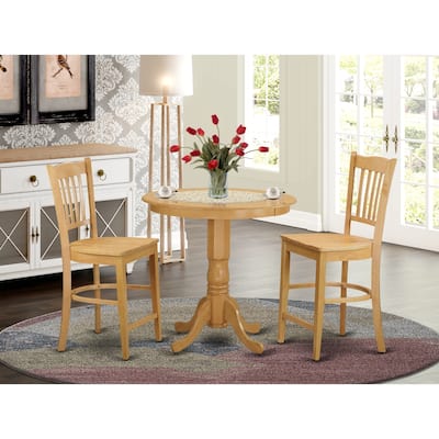 HomeStock 3-Pc Natural Oak Finish Solid Wood Top - Dining Room Set - Seats 4