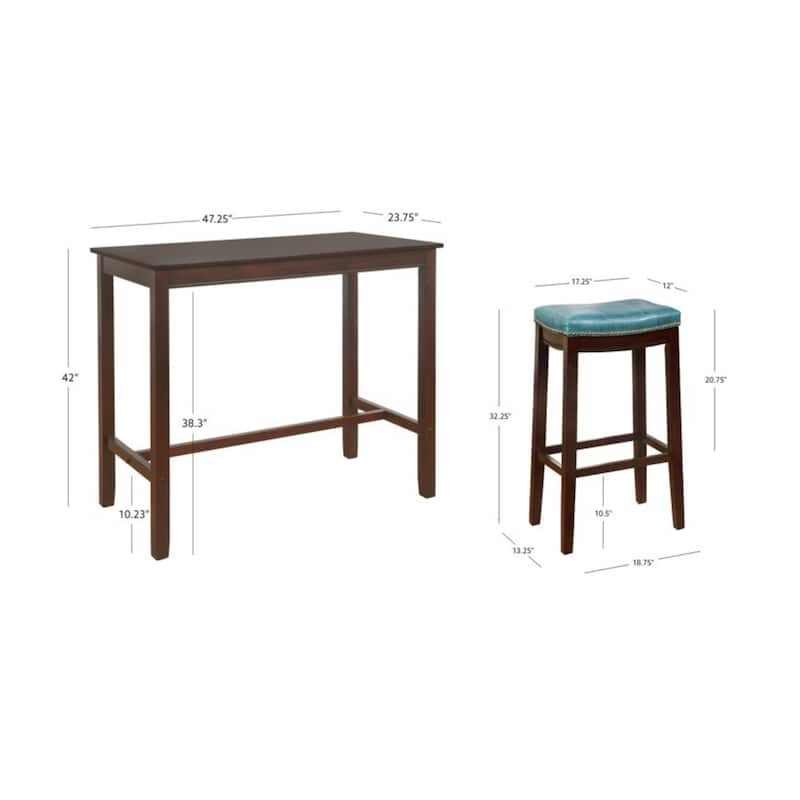 3-Piece Bar Table and Stool Set- 47.25" - Brown and Blue