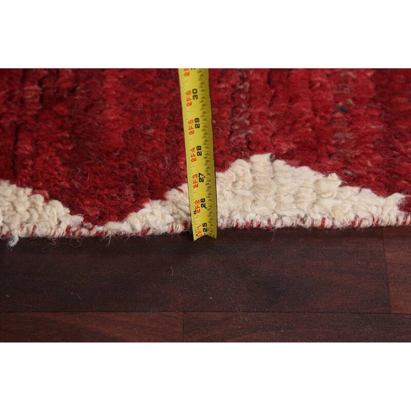 Geometric Tribal Moroccan Runner Rug Wool Hand-knotted Oriental Carpet - 2'4" x 12'5"