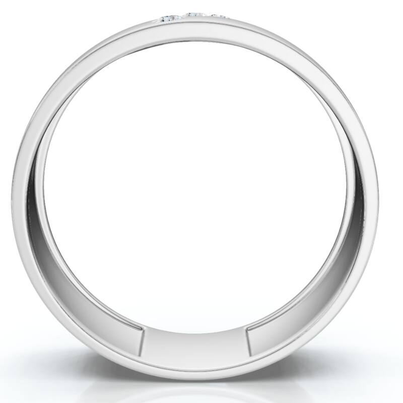 Mens Three Stone Diamond Ring White Gold High Polished 7mm