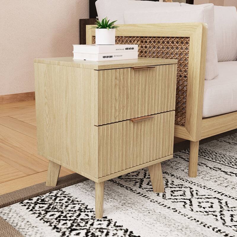 2-Drawer Wood Nightstand