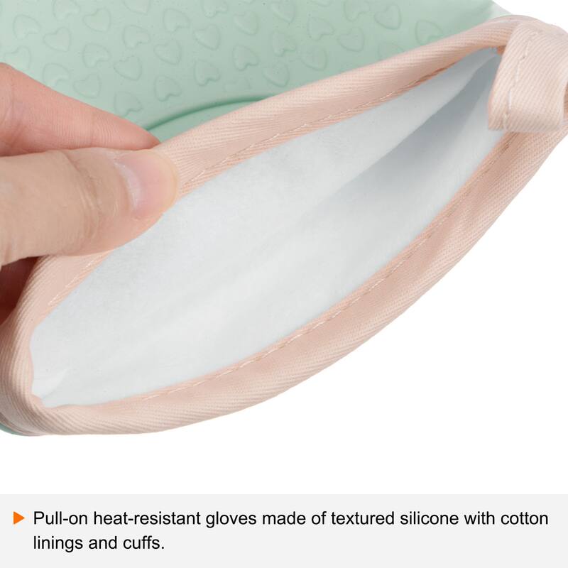 2pcs Silicone Oven Mitts Heat Resistant Rubber Oven Gloves