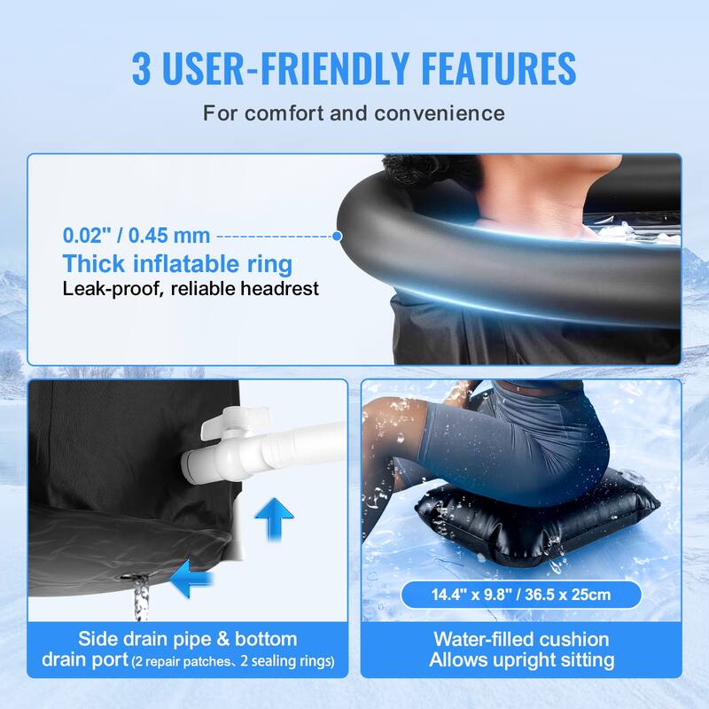 Ice Bath Tub, Cold Water Therapy Plunge Tub for Athlete, Portable Outdoor Ice Barrel Plunge Pool for Recovery