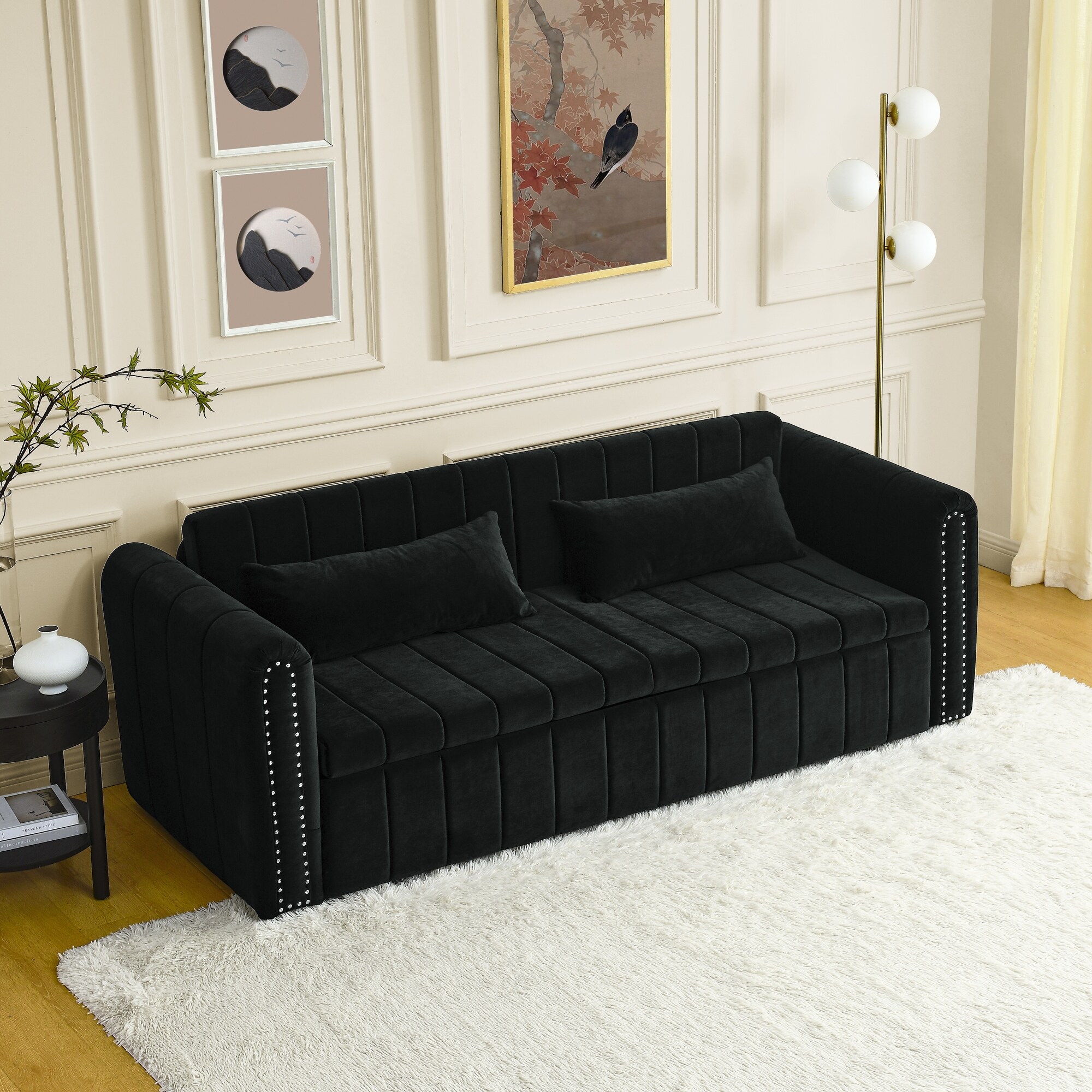 Black Mid-Century Modern, Rolled Arms Sofas - Bed Bath & Beyond