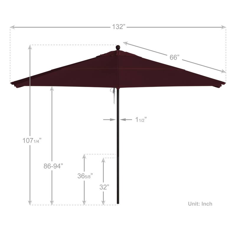California Umbrella 11' Venture Series Patio Umbrella, Bronze Aluminum Pole Fiberglass Ribs Pulley Lift, Pacifica Pacific Blue