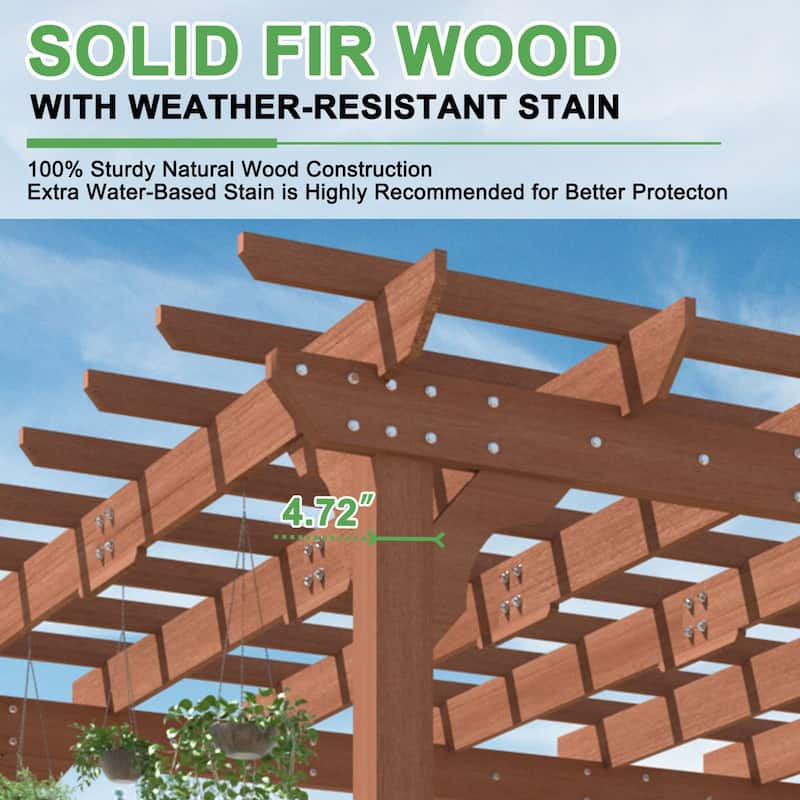 VEIKOUS Outdoor Cedar Wood Pergola Gazebo Kit with Flat Roof Trellis for Patio, Deck, Garden and Backyard