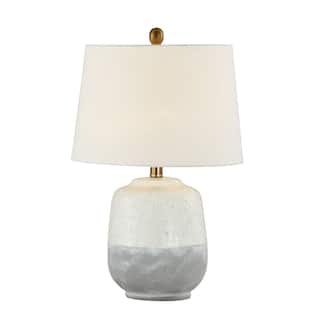 Nova 22" Table Lamps with Linen Shade, White/Gray (Set of 2)