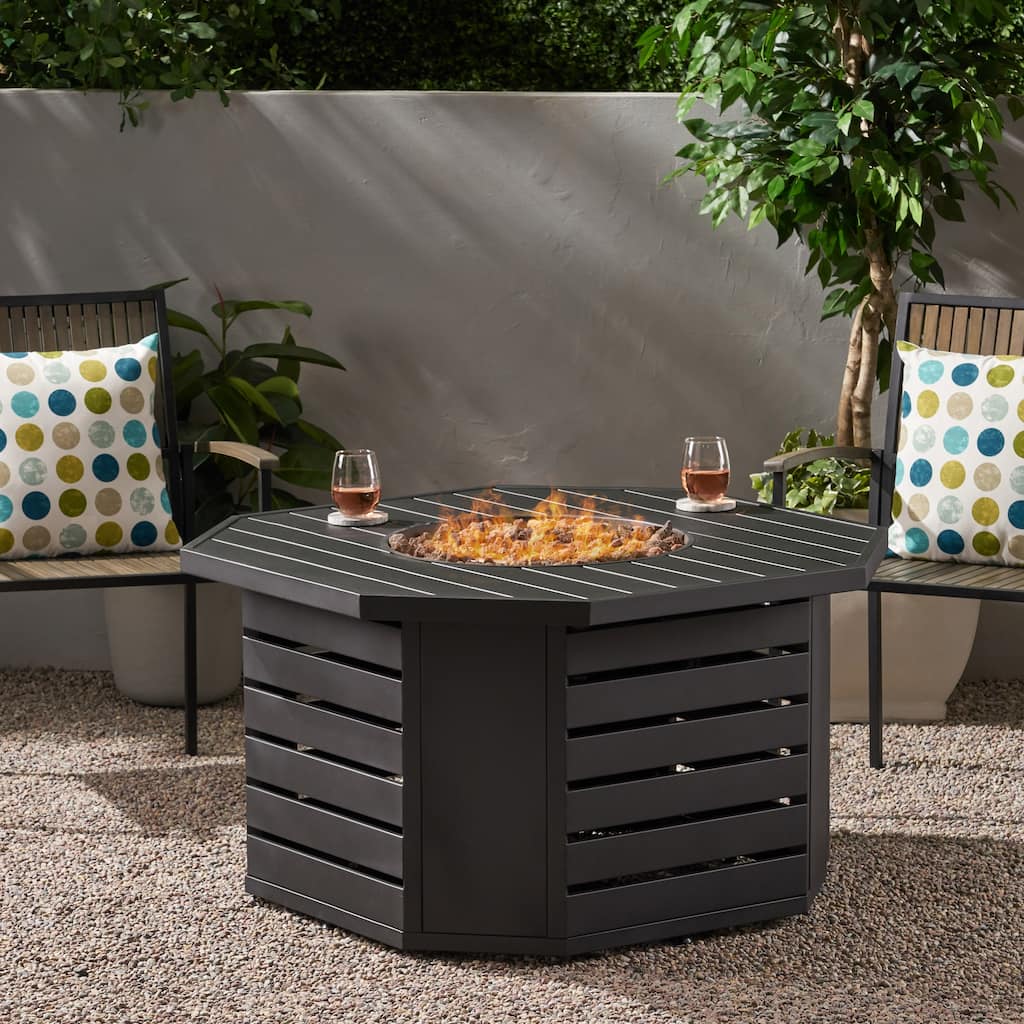 Rene Outdoor 50,000 BTU Octagonal Iron Fire Pit by Christopher Knight Home