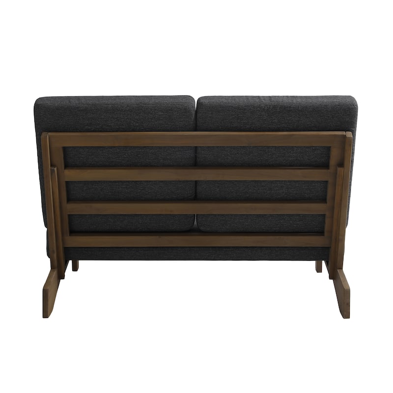 Outdoor Wood Club Chairs Set Loveseat with Cushion