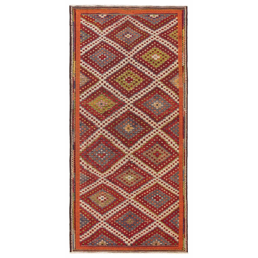 ECARPETGALLERY Flat-Weave Yoruk Red Wool Kilim - 5'10 x 11'11