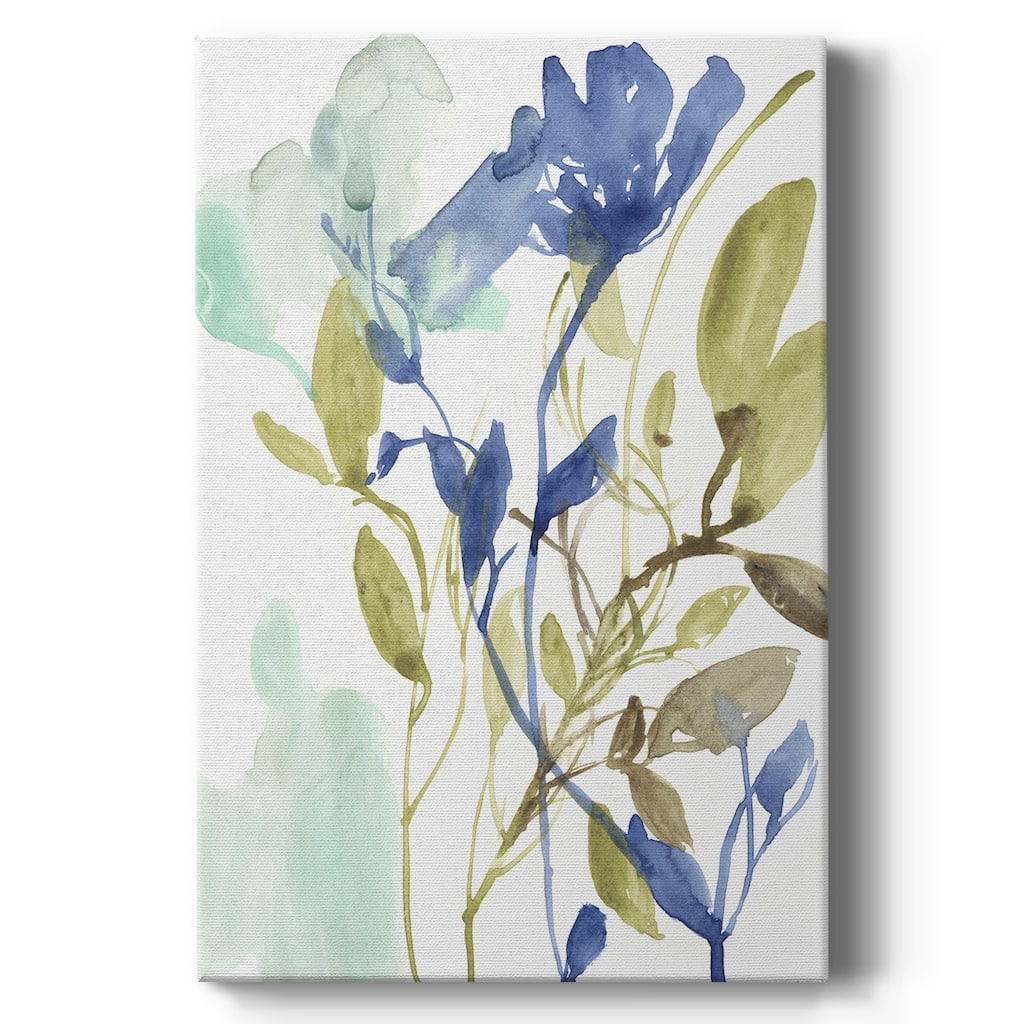 Cobalt & Olive Bouquet II Premium Gallery Wrapped Canvas - Ready to Hang