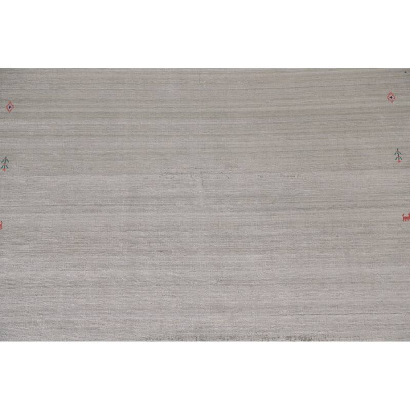 Tribal Beige Gabbeh Indian Area Rug Handmade Wool Carpet - 7'10"x 9'9"