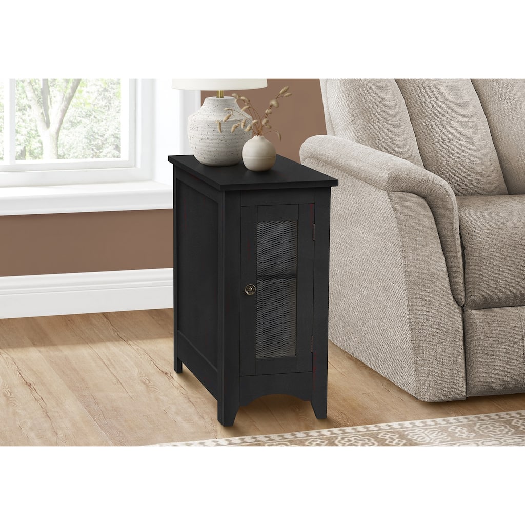 Accent Table, End, Side Table, Narrow, Nightstand, Bedroom, Lamp, Storage, Black Veneer, Transitional
