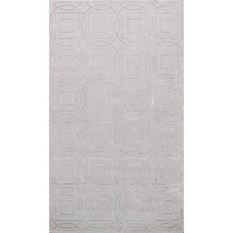 Modern Hand-tufted Wool/ Silk Area Rug Trellis Oriental Carpet - 5'0" x 8'0"