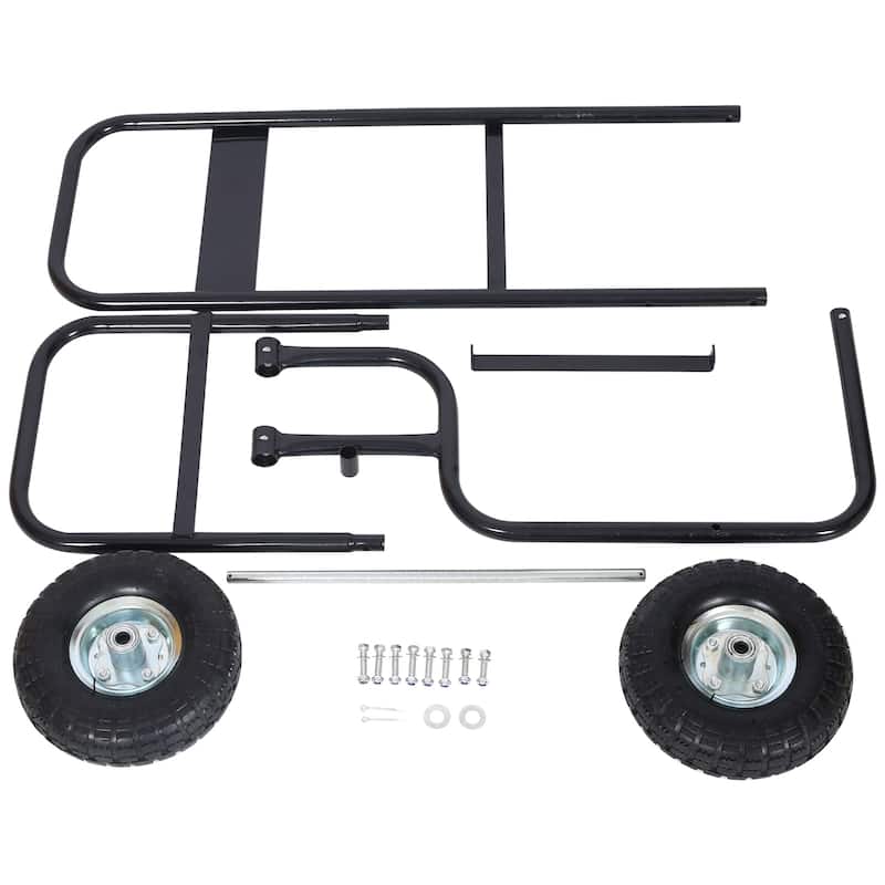 Outdoor Firewood Cart, Log Rolling Cart w/Pneumatic Wheels