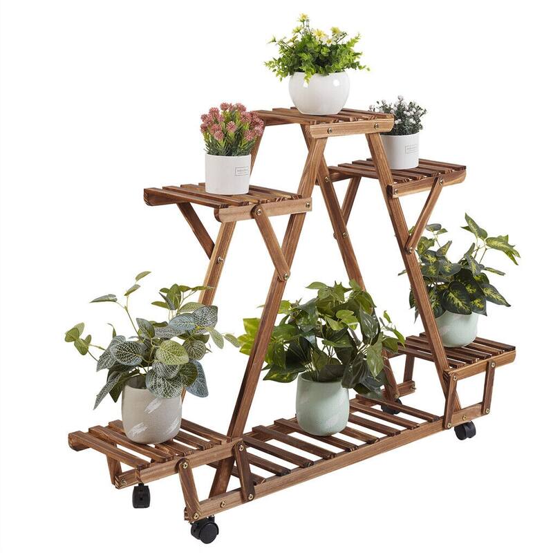 Triangular Plants Stand 32 inch Tall Shelf with Wheels