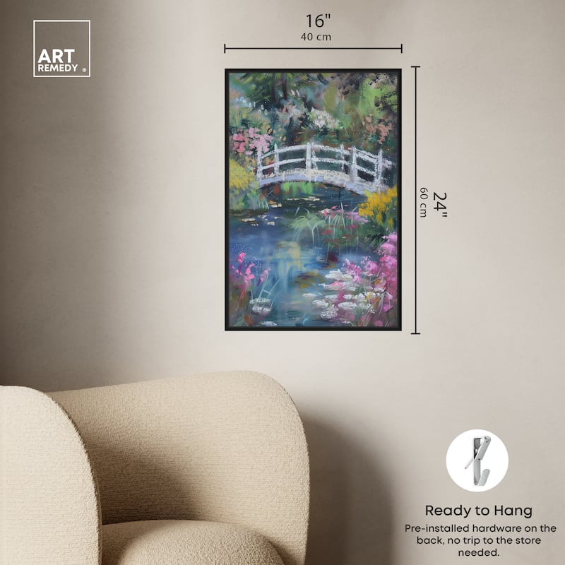 Art Remedy Hidden Garden Framed Impressionism 1 Piece Canvas Wall Art /Monet And Van Gogh Inspired Art