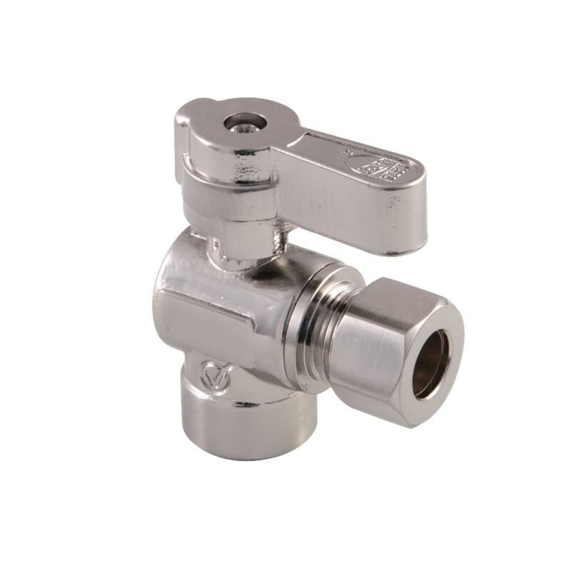 Baseline 1/2" Sweat x 3/8" OD Comp Angle Stop Valve - Brushed Nickel