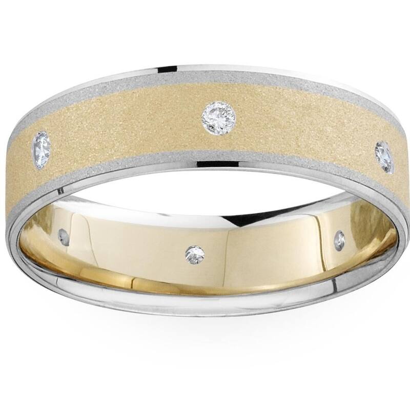 Mens White and Yellow Gold Two Tone Wedding Ring