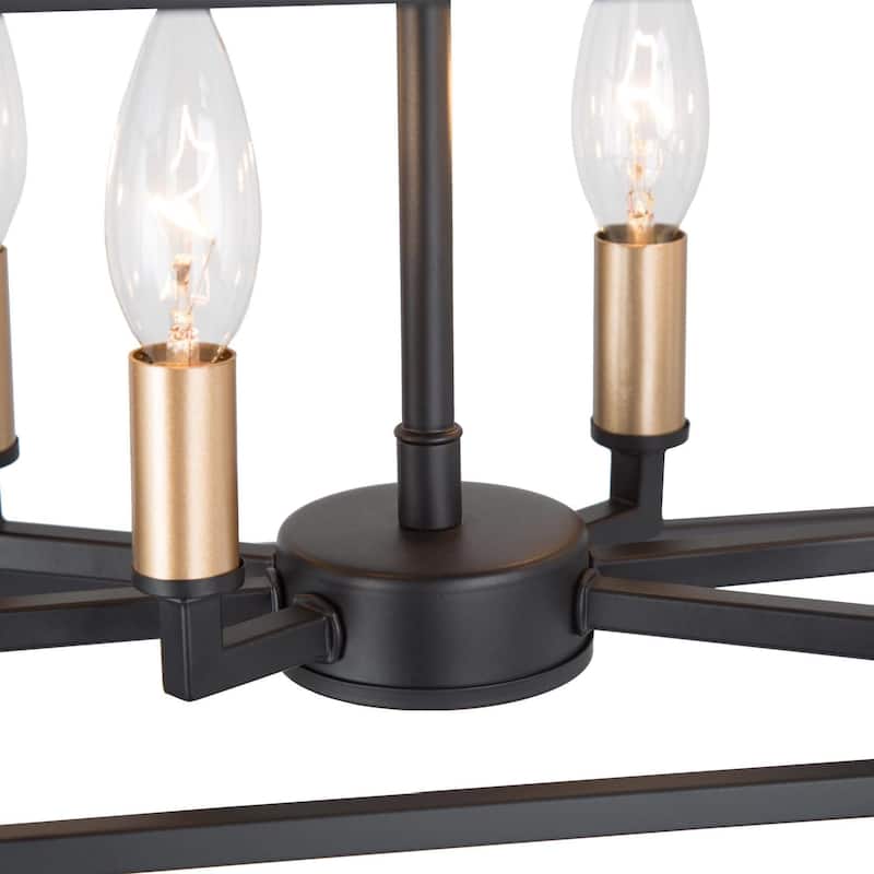 Modern Farmhouse Black Gold 6-Light Chandelier Kitchen Island Light for Dining Room