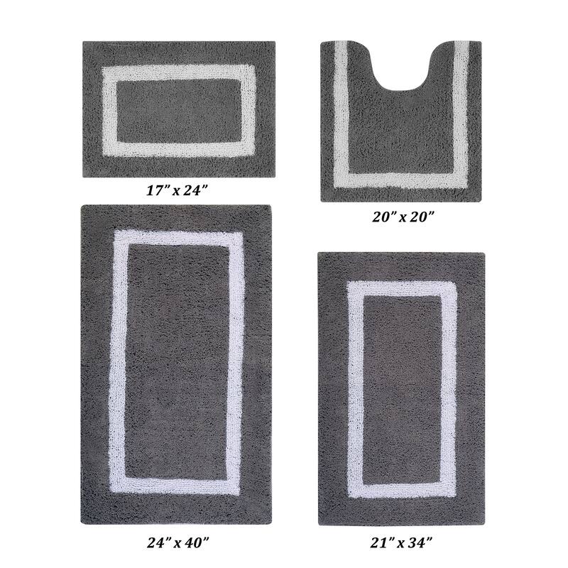 Better Trends Hotel Collection in Race Track 100% Cotton Super Absorbent Reversible Double Sided Machine Washable Bath Mat Rug