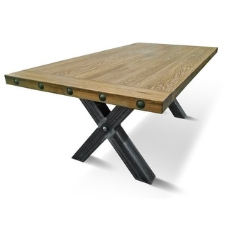 ODERGARD Solid Wood Dining Table - Rustic Oak/Industrial Black