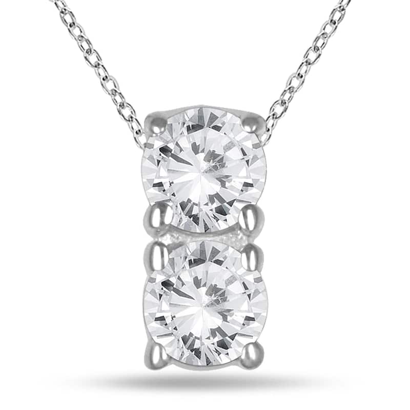 Marquee 1/2 Carat TW Two Stone Diamond Pendant in 14K White Gold