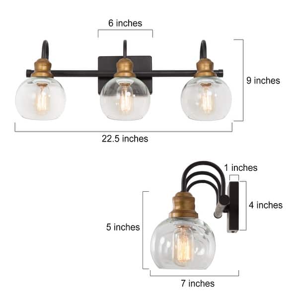 dimension image slide 0 of 6, Olia Modern Black Gold 3/4/5-Light Bathroom Vanity Light Globe Glass Wall Sconce