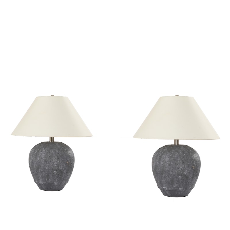 21.6" Modern Ceramic Table Lamp With Linen Shade for Living Room Bedroom