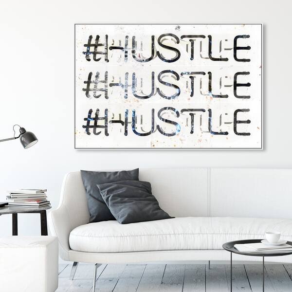 Shop Oliver Gal Hustle Typography And Quotes Wall Art Framed Canvas Print Inspirational Quotes And Sayings Black White Overstock 31794892